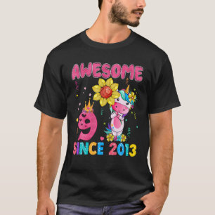 T-shirt 9 Ans 9E Anniversaire Unicorn Dons Awesen Péché