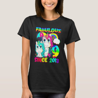 T-shirt 9 Ans 9e Anniversaire Unicorn Girl Fabulous Sin