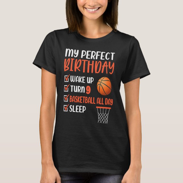 T-shirt 9 ans Basketball Anniversaire fête 9e Anniversaire (Devant)