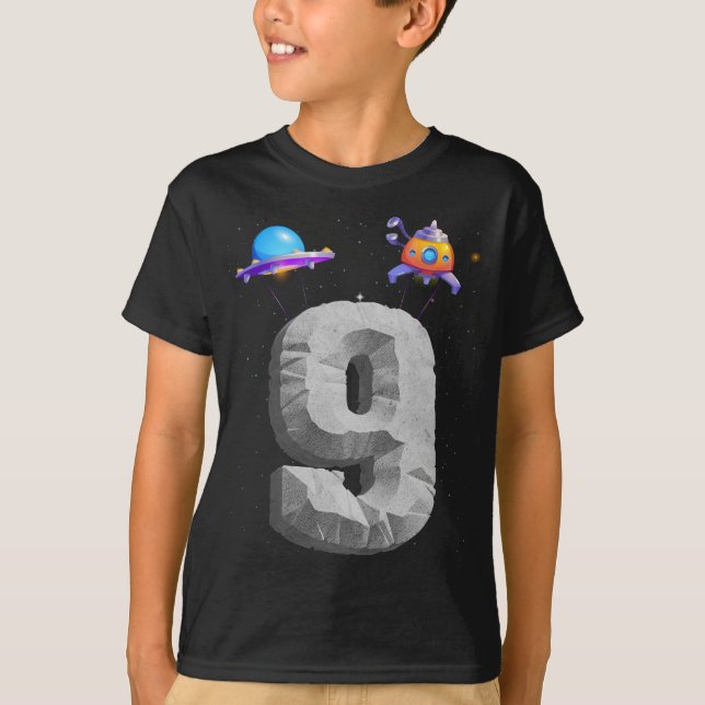 T-shirt 9 ans garçon 9e anniversaire garçon cadeaux astron (Devant)