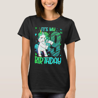 T-shirt 9 Ans Unicorn Dabbing 9e Anniversaire Gi