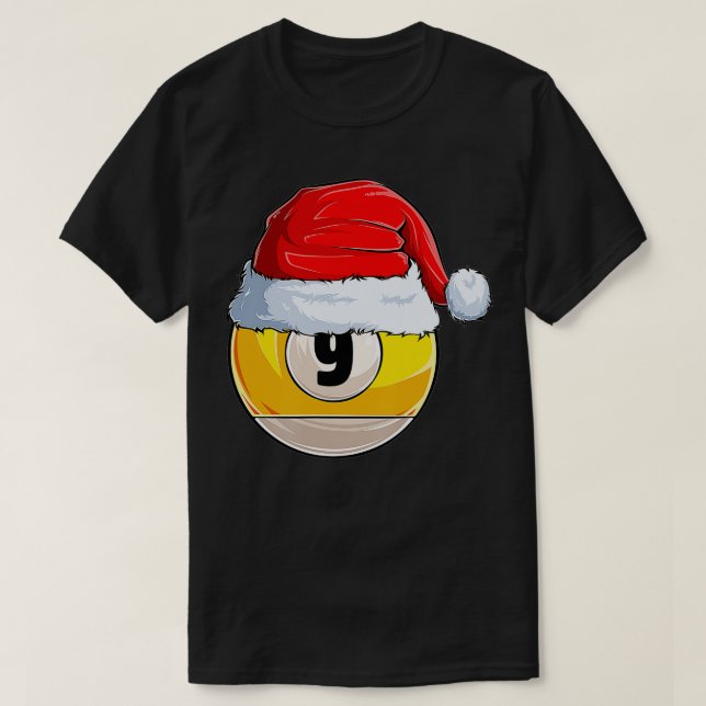 T-shirt 9 Ball Billard Santa Hat Noël Funny Ball San (Design devant)