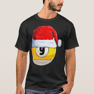 T-shirt 9 Ball Billard Santa Hat Noël Funny Ball San