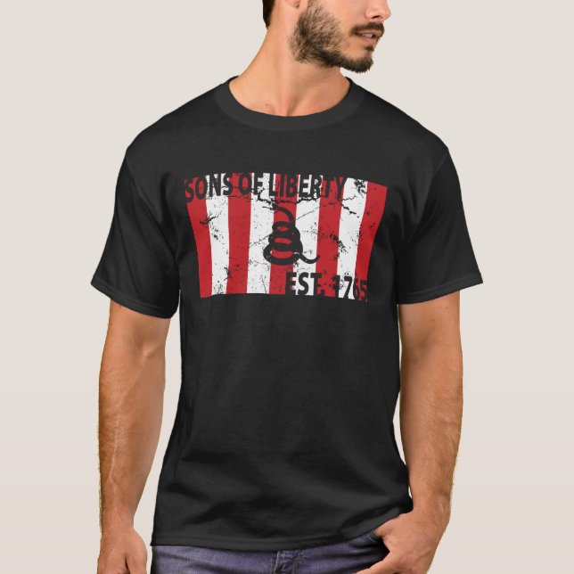 T-shirt 9 fils dépouillés de drapeau de liberté (Devant)
