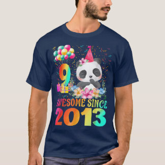 T-shirt 9 Years Old 9th Birthday Panda Awesome Since 2013 