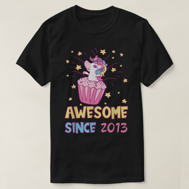 T-shirt 9e anniversaire 2013 Awesome depuis 2013 Unicorn (Design devant)