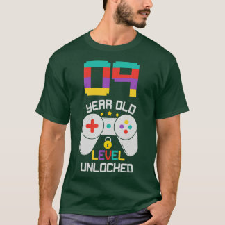 T-shirt 9e anniversaire 9 ans Vieux niveau déverrouillé An
