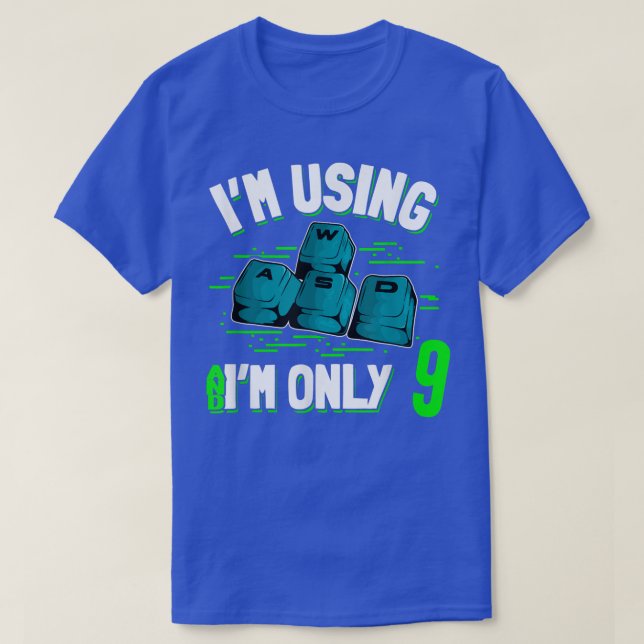 T-shirt 9e anniversaire 9 ans vieux PC Joueur WASD Jeu Vid (Design devant)