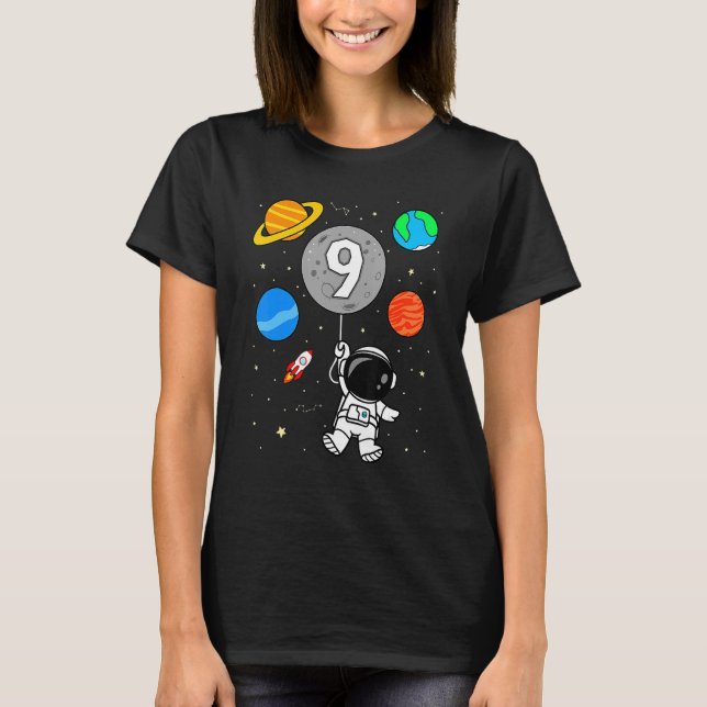 T-shirt 9e anniversaire astronaute planète spatiale (Devant)