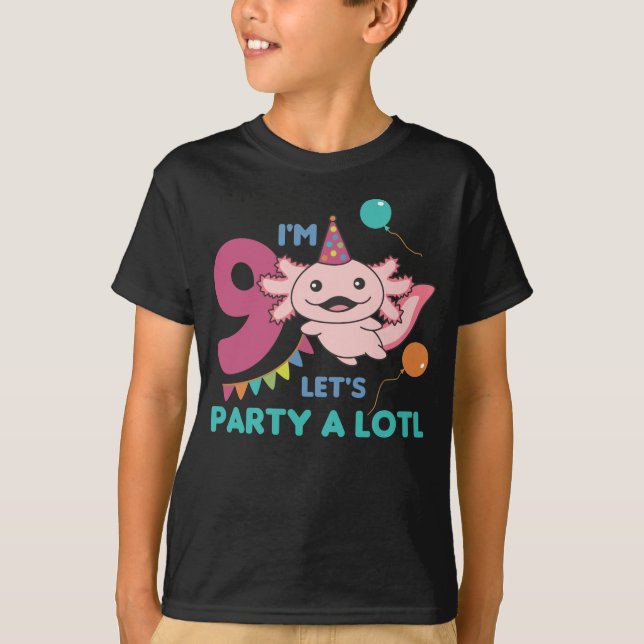 T-shirt 9e Anniversaire Axolotl Neuf Anniversaire Cute Axo (Devant)