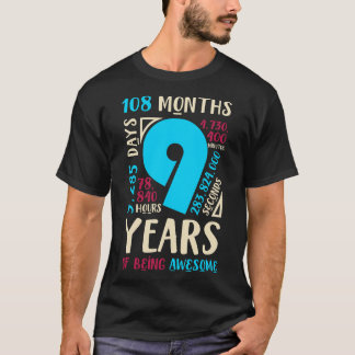 T-shirt 9e anniversaire Cadeaux Fils Fille Neuf 9 ans Bo