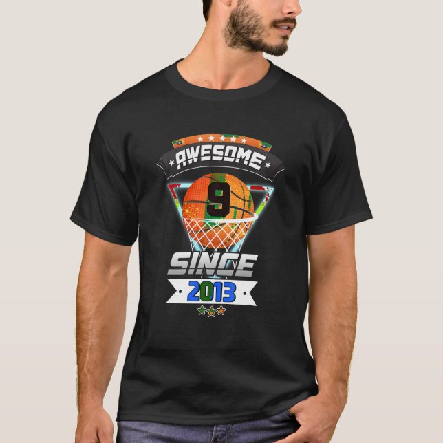 T-shirt 9e anniversaire Chemise Joueur de basket-ball 9 an (Devant)