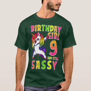 T-shirt 9e anniversaire fille Dabbing Unicorn 9 ans old & 