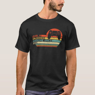T-shirt 9E Anniversaire Gamer Niveau 9 Déverrouillé Awome