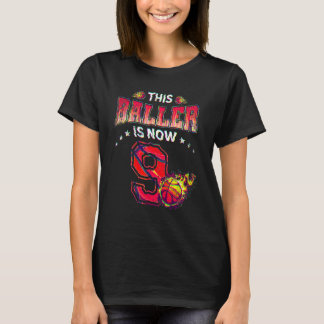 T-shirt 9e Anniversaire Garçons Joueur de basket-ball 9 an