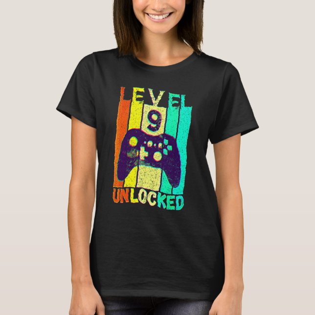 T-shirt 9e anniversaire niveau 9 déverrouillé jeu vidéo Ga (Devant)