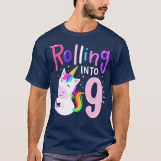 T-shirt 9e anniversaire Roller Skate Unicorn