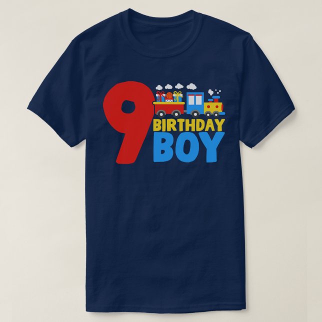 T-shirt 9e Anniversaire Trains Anniversaire Garçon (Design devant)