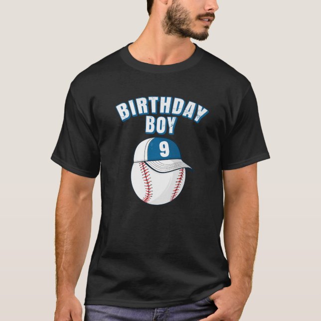 T-shirt 9Th Birthday Boy Funny 9 Years Old Baseball Player (Devant)