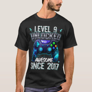 T-shirt 9th Birthday Boy Level 9 Gamer 9 Year Video Game P