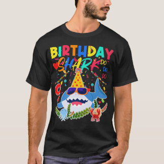 T-shirt 9th Birthday Family Shark Kids Nine Nine NineT-Shi