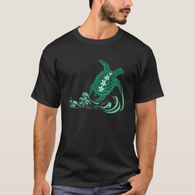 T-shirt A1a Life Tribal Green Sea Turtle Plages Floride (Devant)