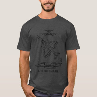 T-shirt A4 Skyhawk American 1950 Jet Fighter Plane Bluepr