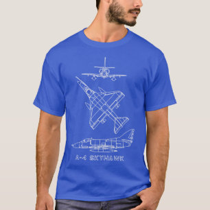 T-shirt A4 Skyhawk American 1950 Jet Fighter Plane Diagra