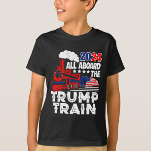 T-shirt À bord du Trump Train 2024 Drapeau américain Trump