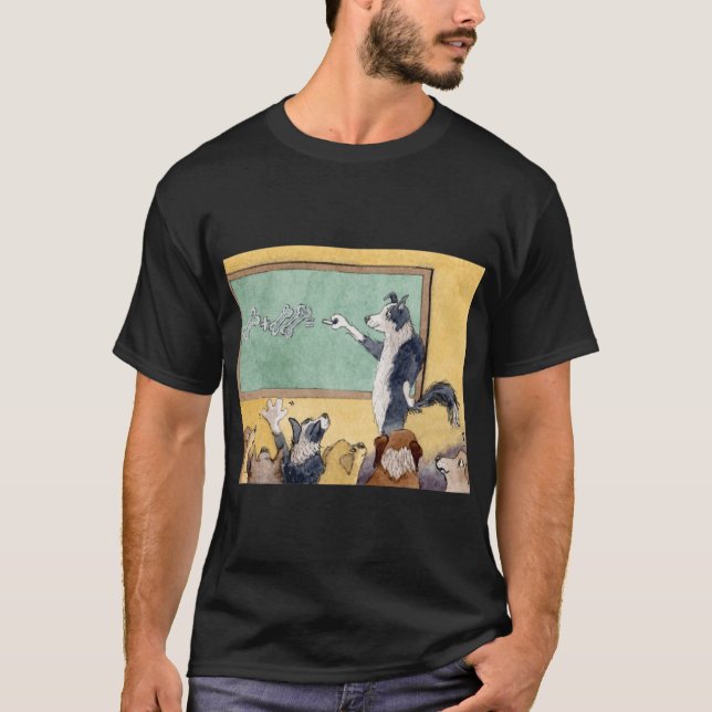 T-shirt A Border Collie dog teaches his pup pupils maths   (Devant)