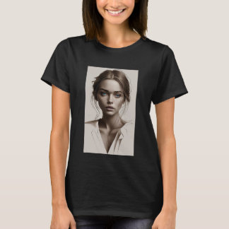T-shirt a captivate minimalist portrait of young woman