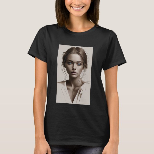 T-shirt a captivate minimalist portrait of young woman  (Devant)