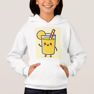 T-shirt à capuche blanc dessin animé boisson citro