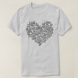 T-Shirt à contour de cœur de crâne