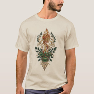 T-Shirt à crête botanique Flamme Dorée Ornée