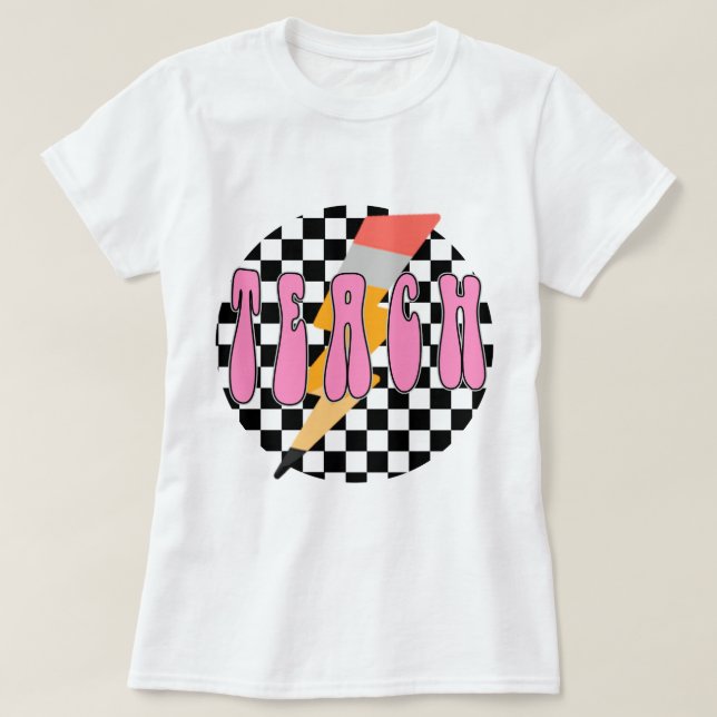 T-shirt à damiers Chemise Enseignante, Chemise Enseignante (Design devant)