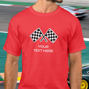 T-shirt à damiers Drapeau Voiture Course Rouge
