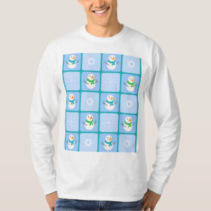 T-shirt À damiers hiver bonhomme de neige motif et flocons