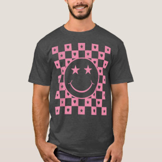 T-shirt à damiers Visage souriant drôle