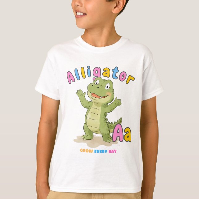 T-shirt "A est pour Alligator" Alphabet Tee - Croissance t (Devant)