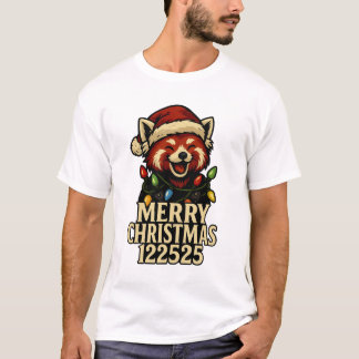 T-shirt A festive red panda Merry Christmas 122525