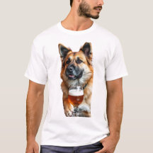a German Shepherd drinking a beer