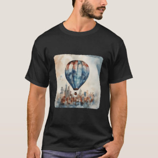 T-shirt A Hot Air Balloon Floating Over A City Urban Adven