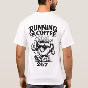 T-Shirt à Imprimé 'Running On Coffee 24/7' au Dos