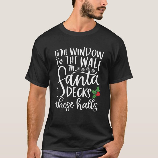 T-shirt À la fenêtre au mur jusqu'à Père Noël Decks (Devant)