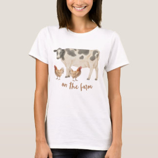 T-shirt À la ferme Vache et poulets