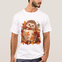 T-shirt à la tasse de café au hérisson d'automne c