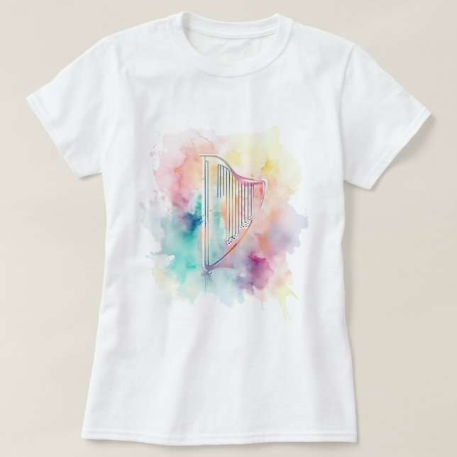 T-shirt à l'aquarelle de harpe (Design devant)