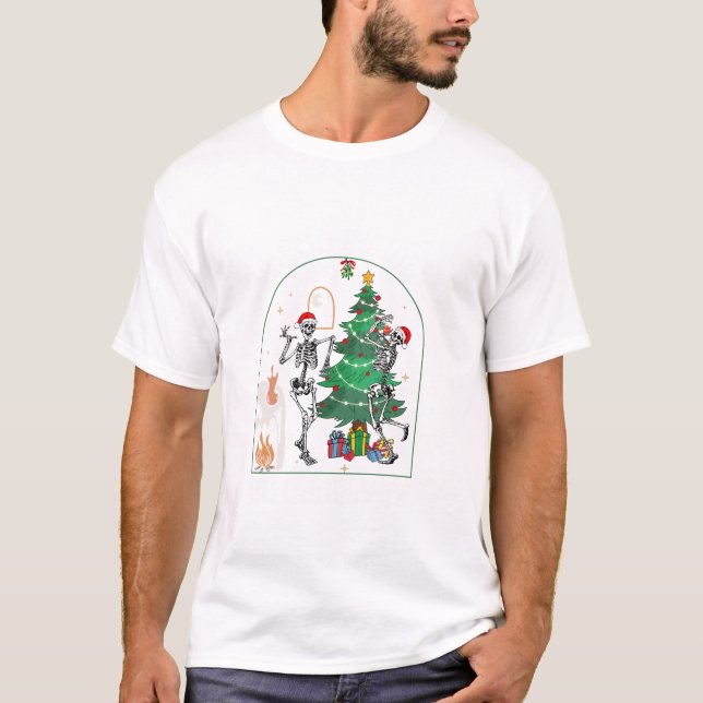 T-shirt À L'Intérieur Mais Jolly Danser Squelette (Devant)