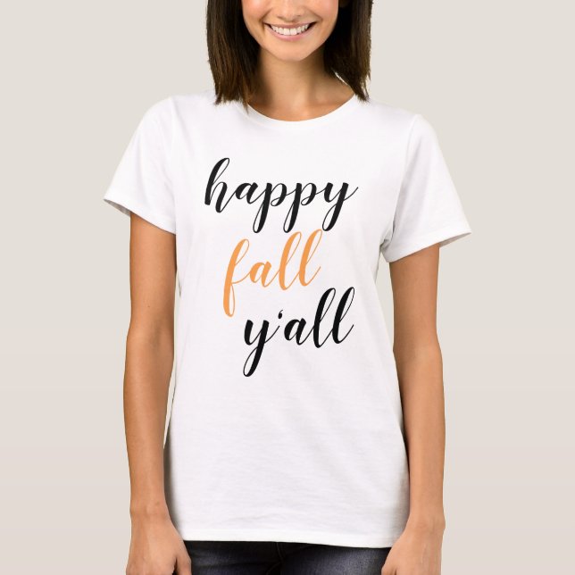T-shirt à manches courtes avec texte Happy Fall Y' (Devant)